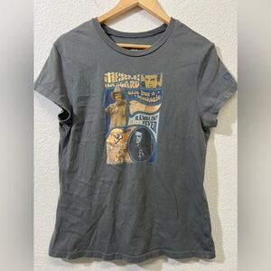 Vintage Merle Haggard Women’s Metallic Graphic T-Shirt Blue Grey XXL